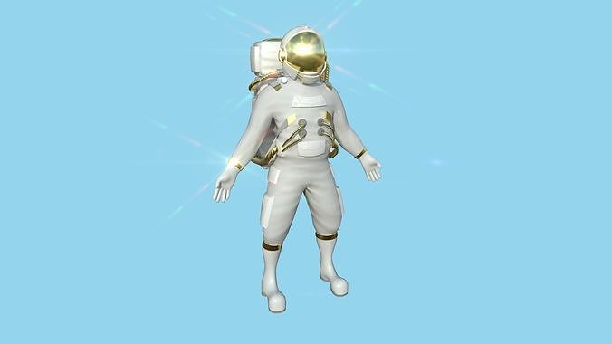 Astronaut Outfit 07 - White Gold - Character Design Fashion Low-poly 3D model