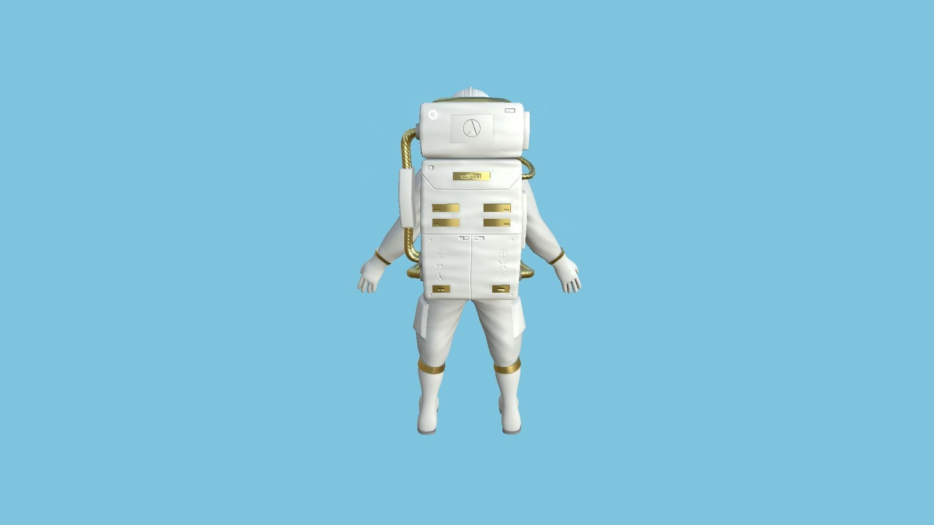 Astronaut Outfit 07 - White Gold - Character Design Fashion Low-poly 3D model_3