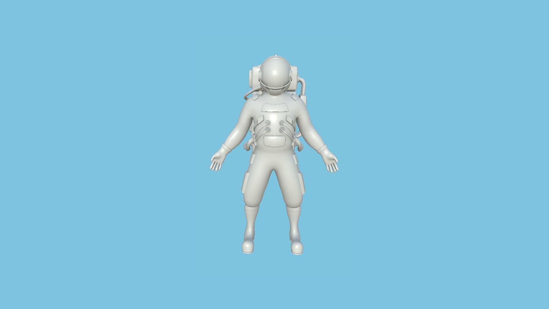 Astronaut Outfit 07 - White Gold - Character Design Fashion Low-poly 3D model_14