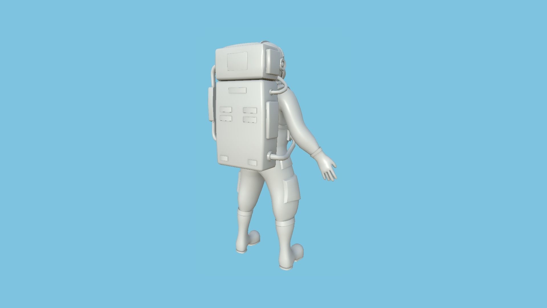 Astronaut Outfit 07 - White Gold - Character Design Fashion Low-poly 3D model_13