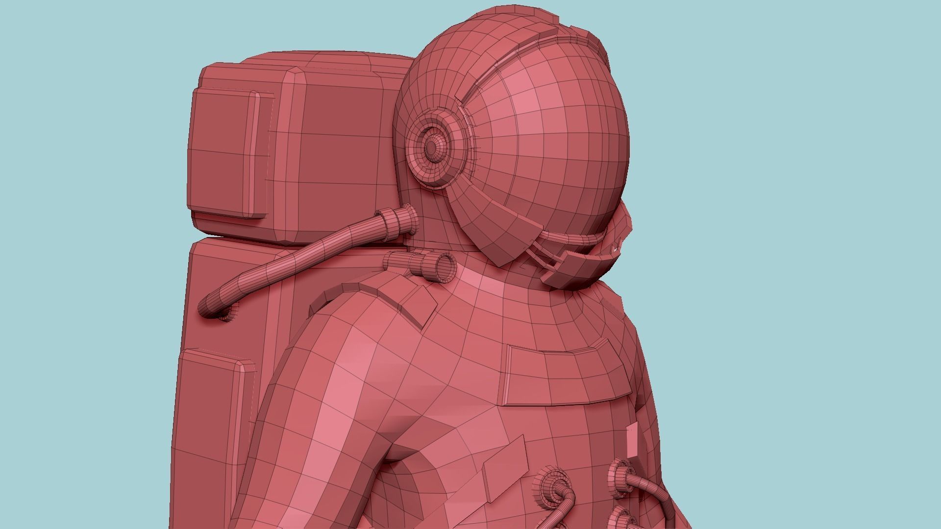 Astronaut Outfit 08 - Green Yellow - Character Design Fashion Low-poly 3D model_11