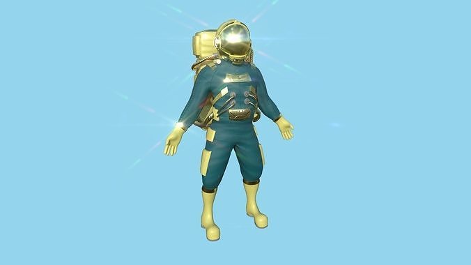 Astronaut Outfit 08 - Green Yellow - Character Design Fashion Low-poly 3D model
