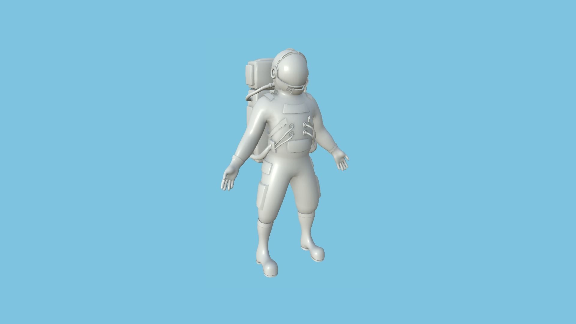 Astronaut Outfit 08 - Green Yellow - Character Design Fashion Low-poly 3D model_15