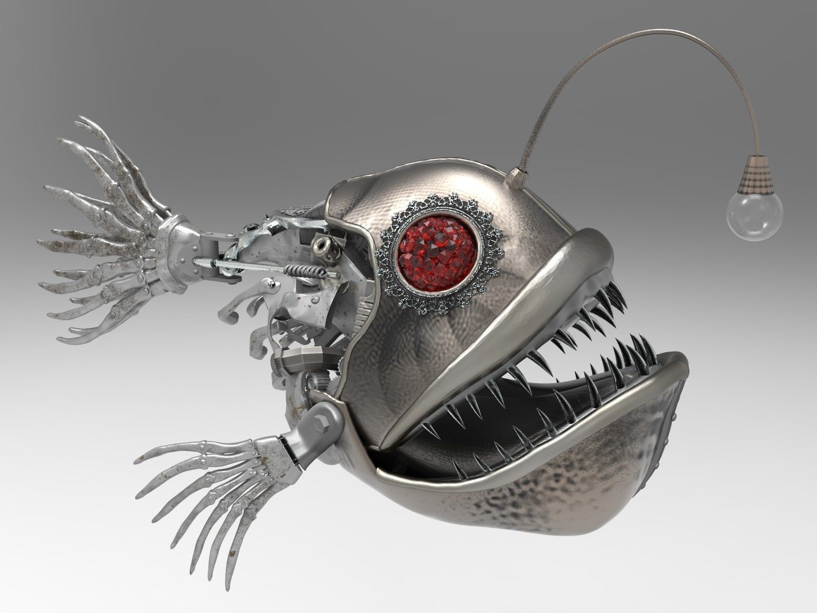 Steampunk  Fish 3D model_5