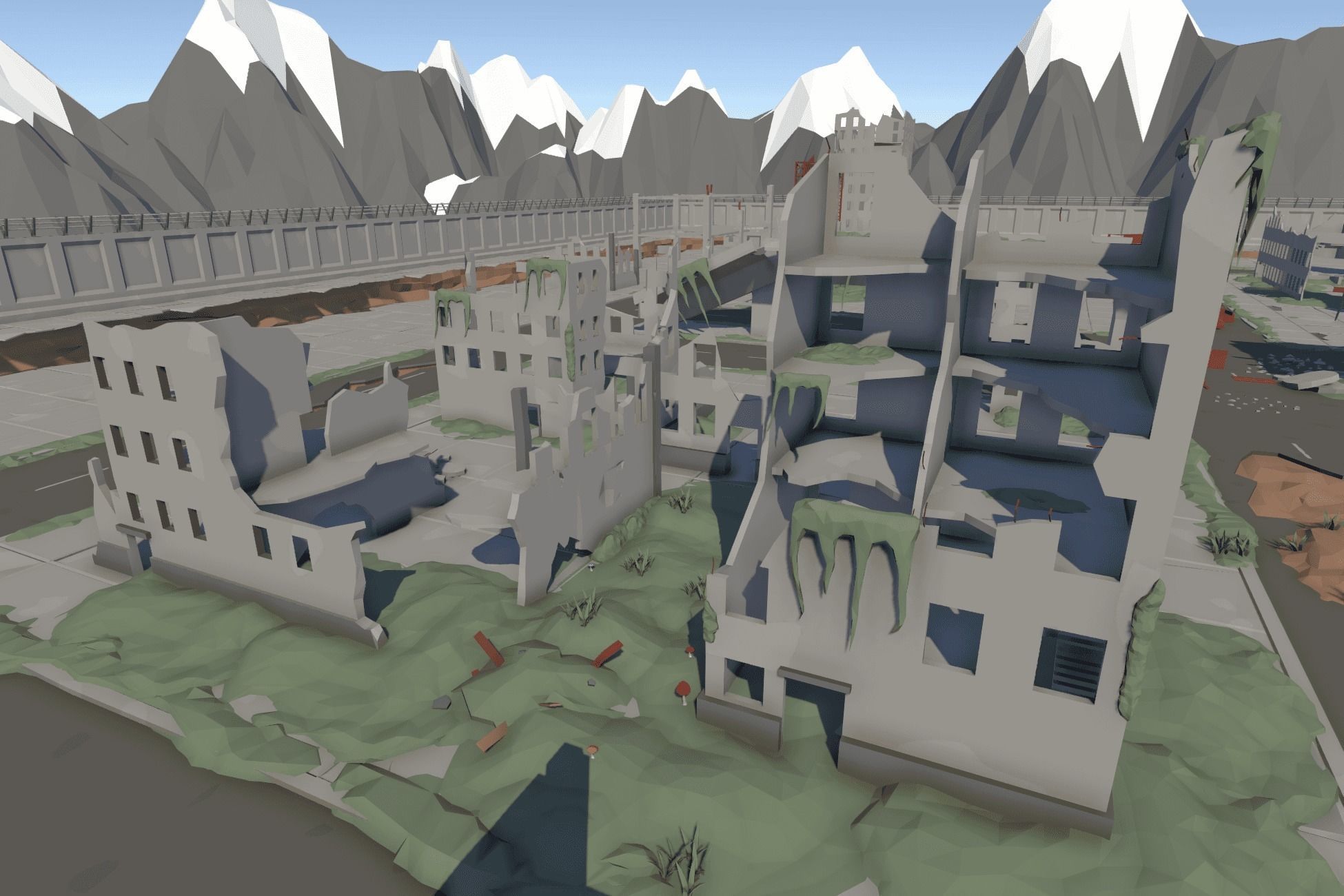 The City Ruins - LowPoly Post Apocalyptic Environment Low-poly 3D model_16