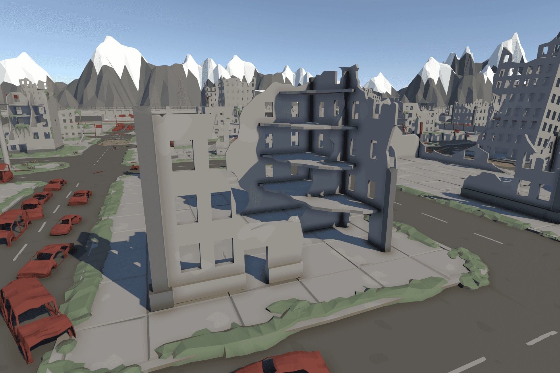 The City Ruins - LowPoly Post Apocalyptic Environment Low-poly 3D model_12