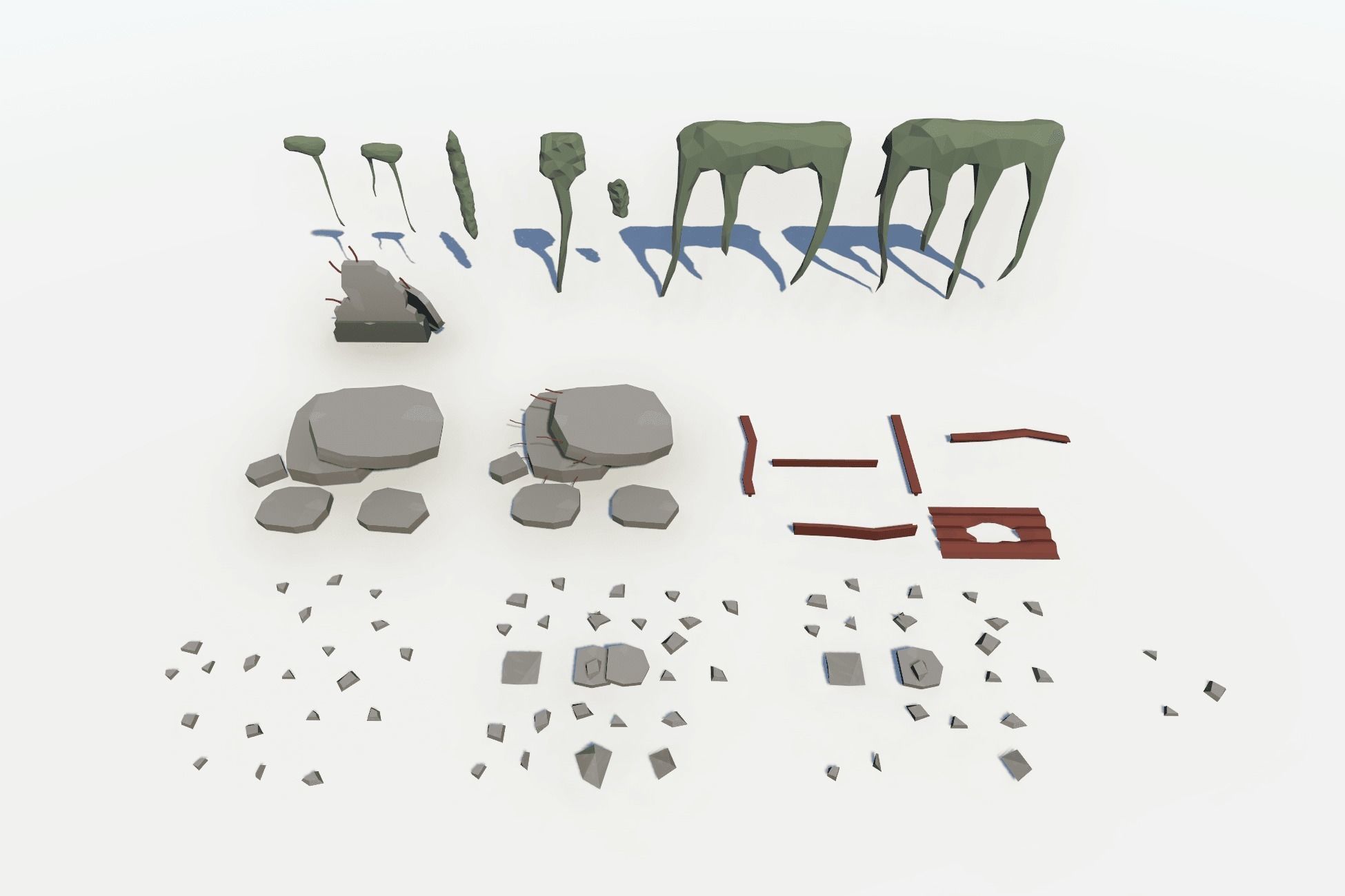 The City Ruins - LowPoly Post Apocalyptic Environment Low-poly 3D model_21