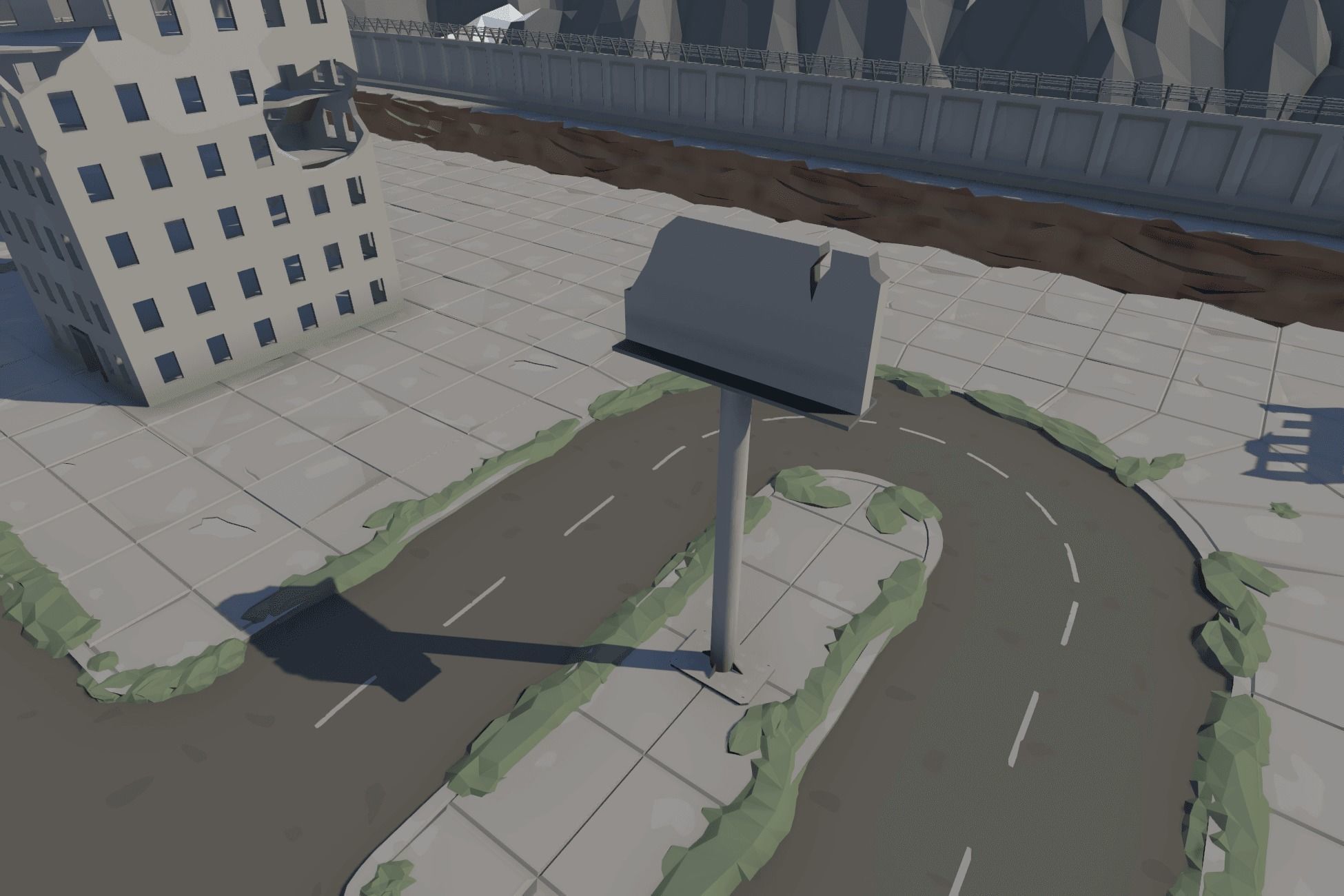 The City Ruins - LowPoly Post Apocalyptic Environment Low-poly 3D model_6