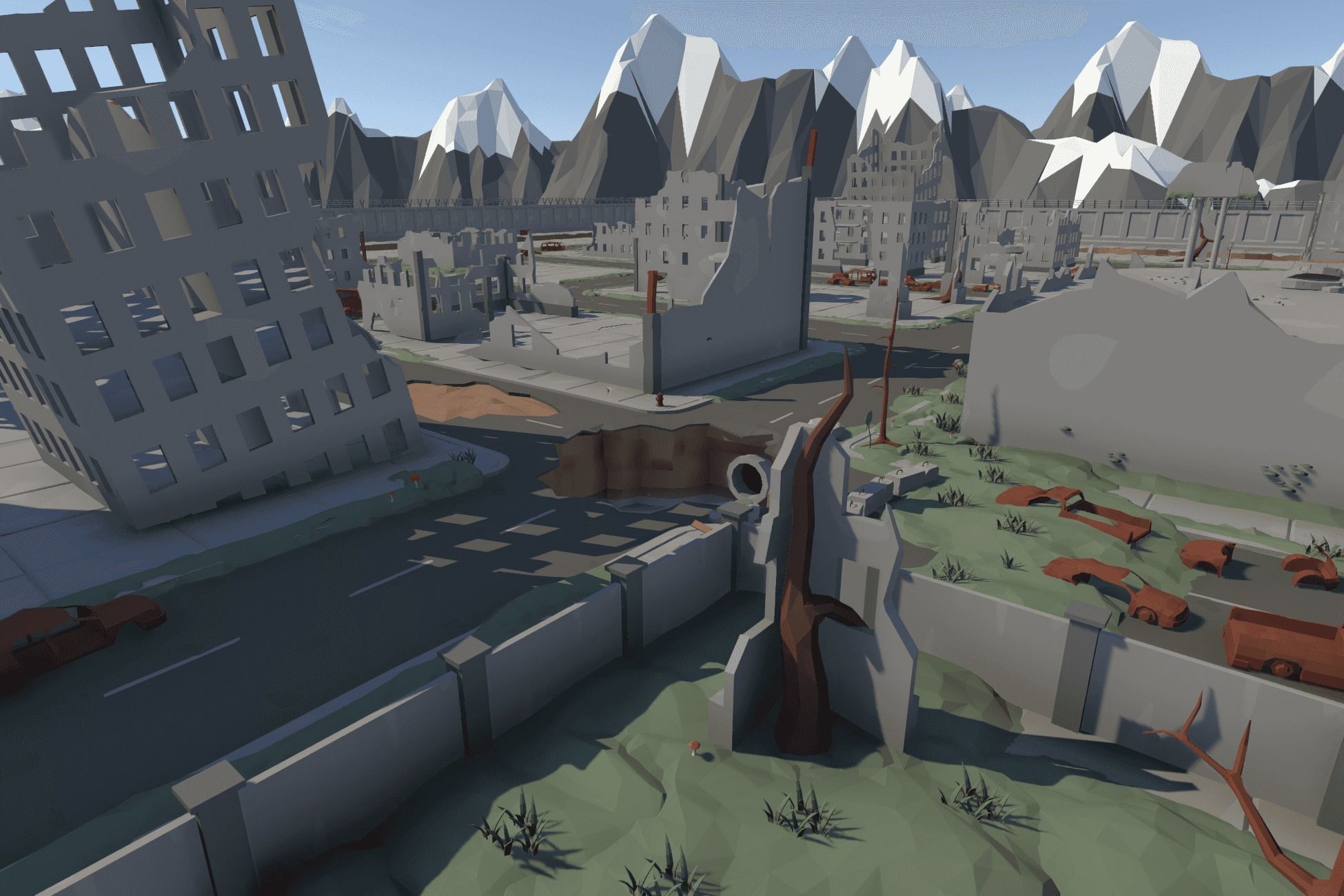 The City Ruins - LowPoly Post Apocalyptic Environment Low-poly 3D model_13