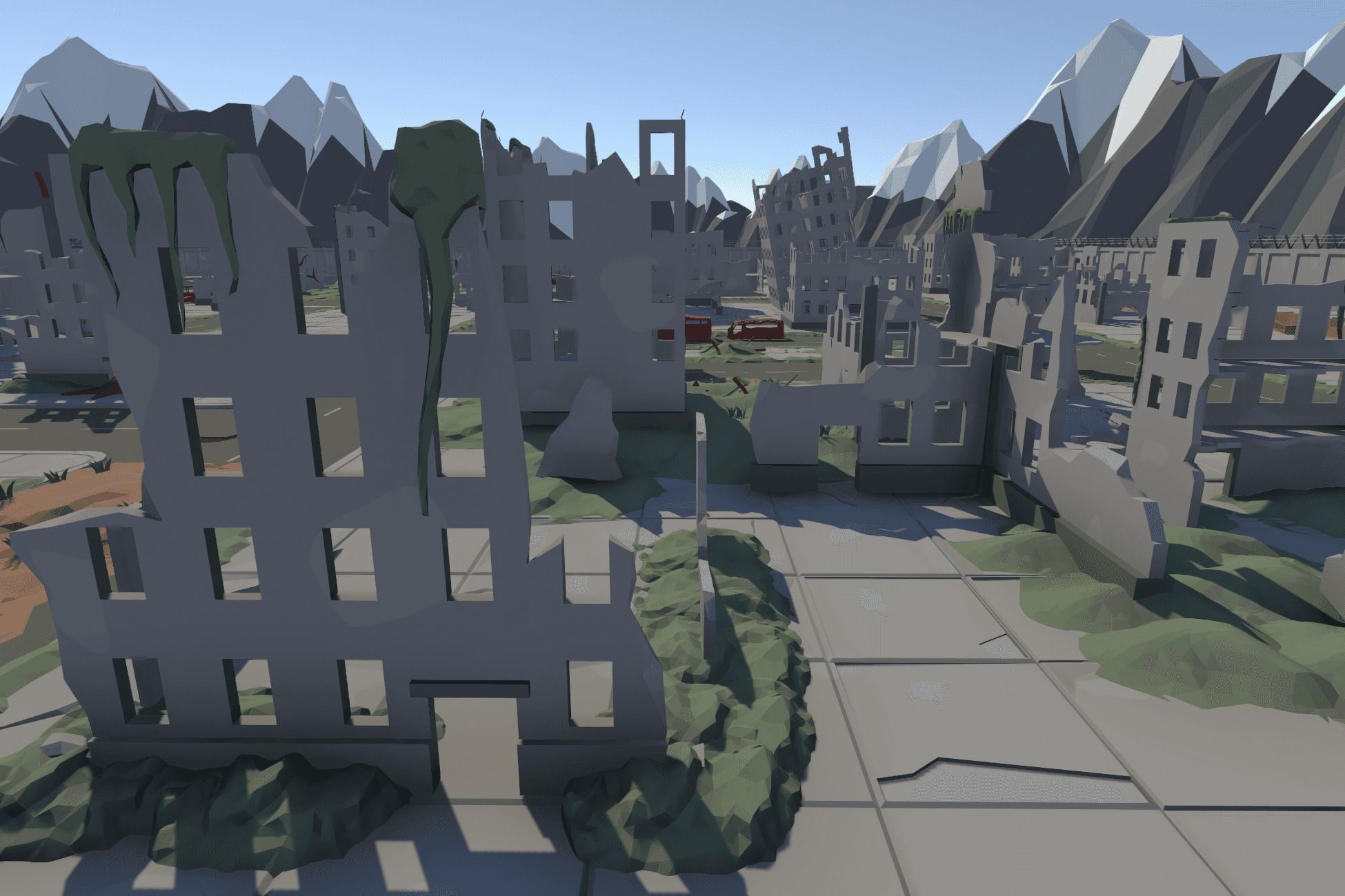 The City Ruins - LowPoly Post Apocalyptic Environment Low-poly 3D model_14