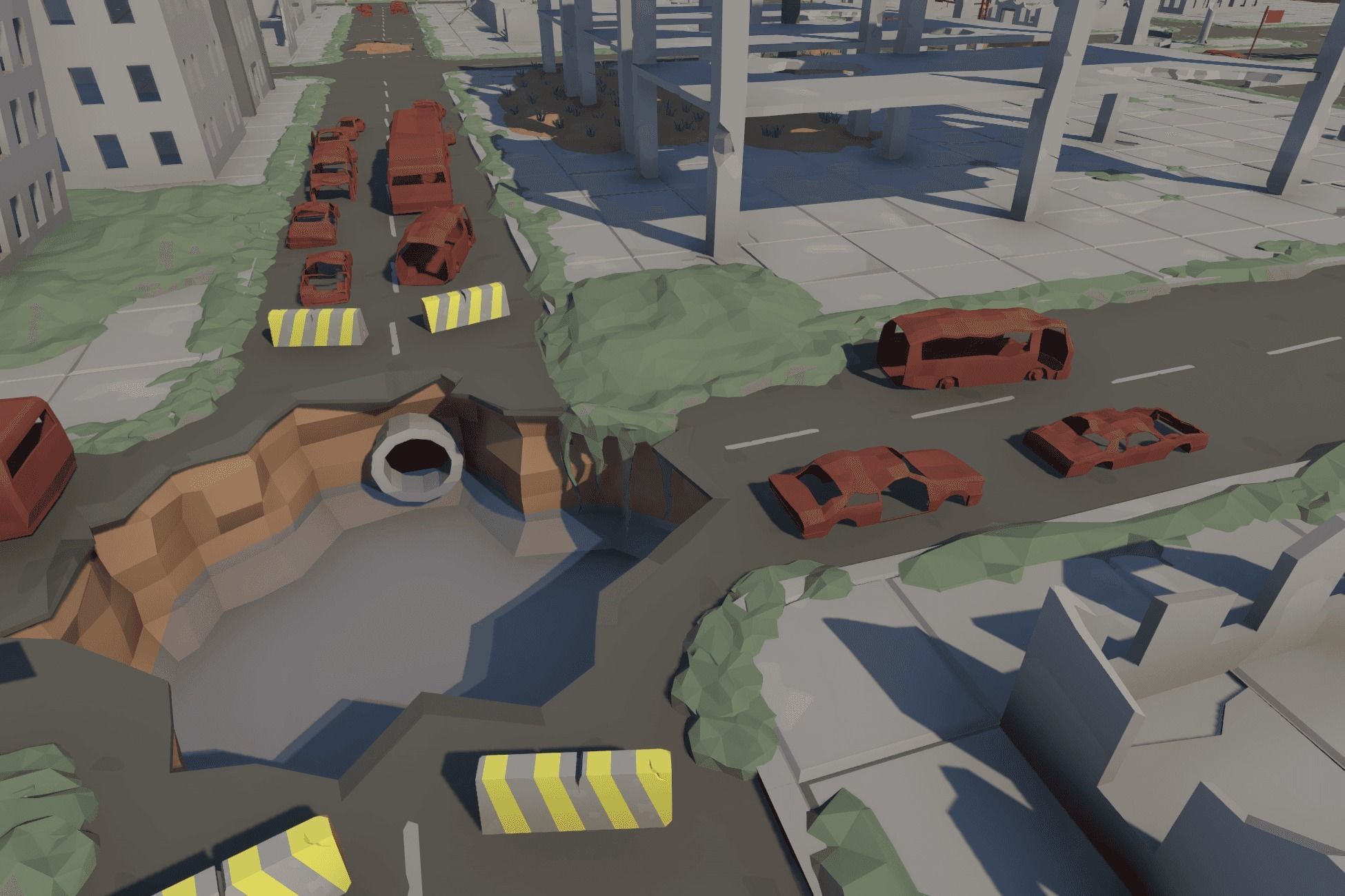 The City Ruins - LowPoly Post Apocalyptic Environment Low-poly 3D model_10