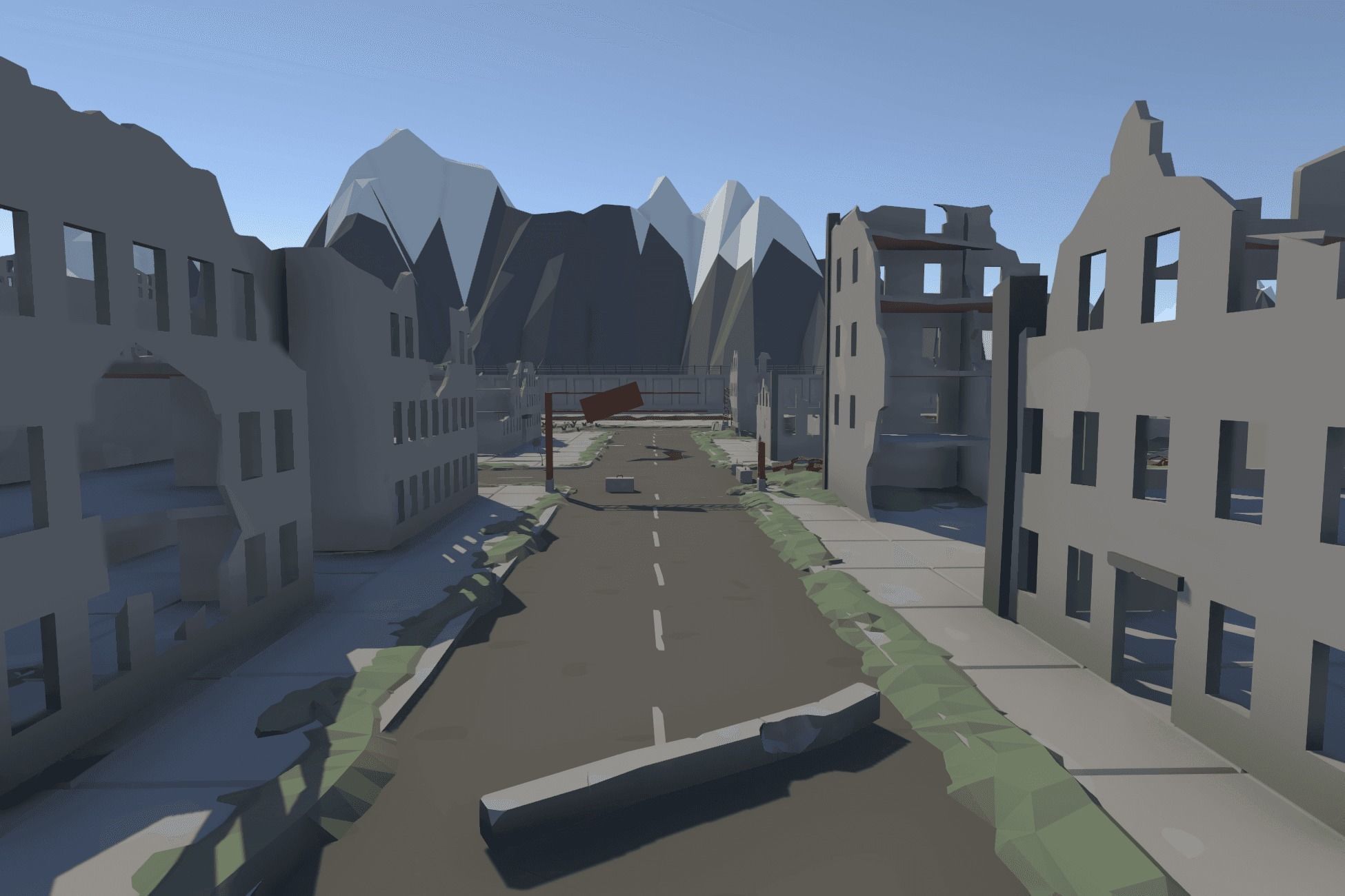 The City Ruins - LowPoly Post Apocalyptic Environment Low-poly 3D model_8