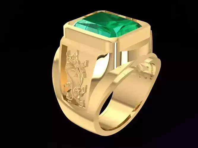 Zodiac Emeral Men Ring with Lucky Taurus 773