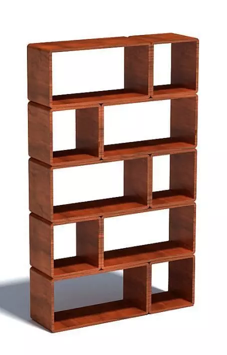 Modular Wood Block Shelf 3D model_0