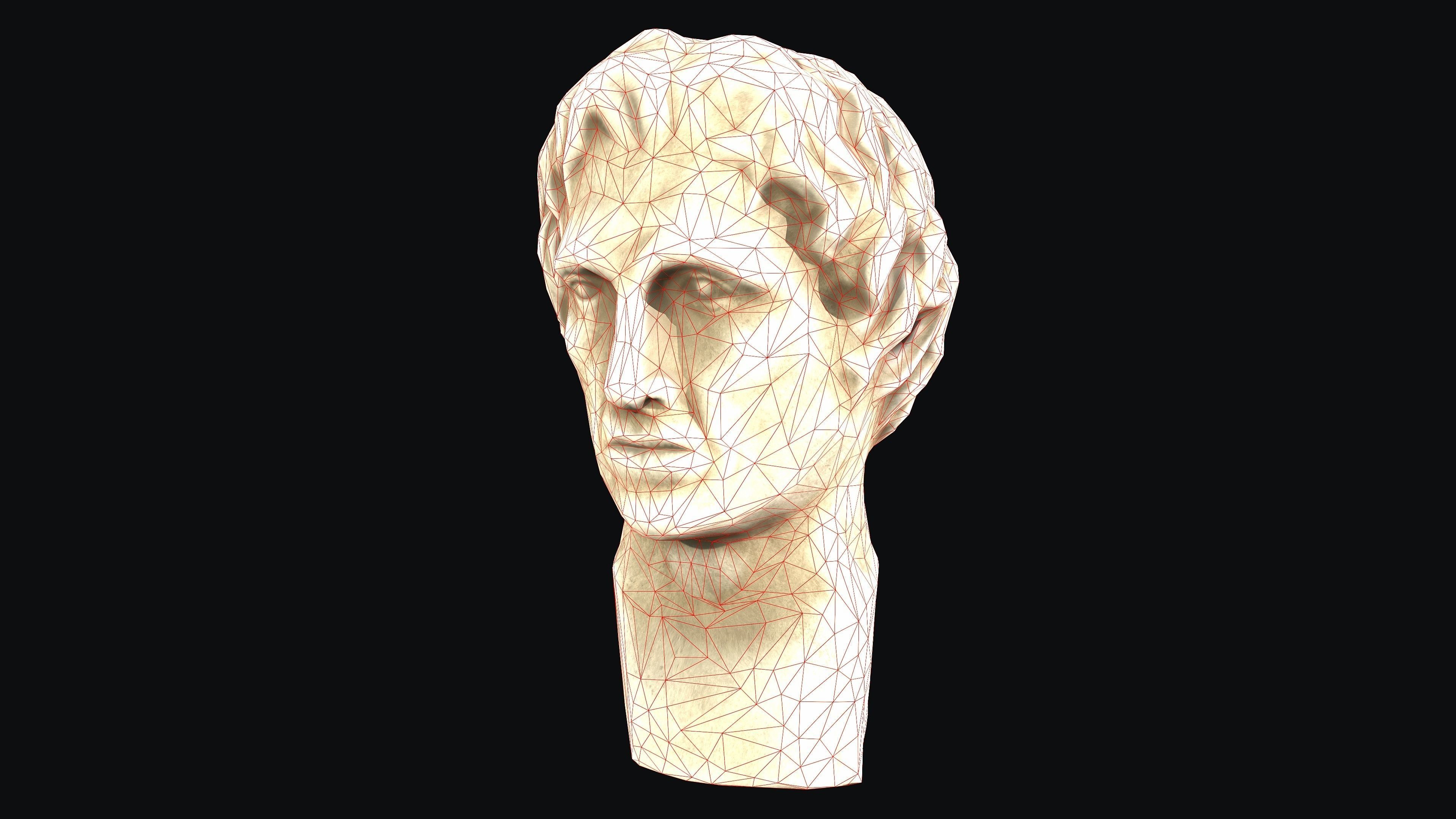 Greek Bust PBR Game Ready Low-poly 3D model_5