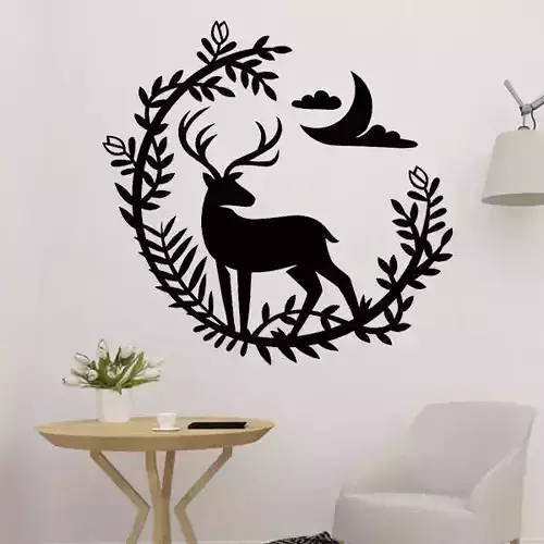 Deer And Flower Decor