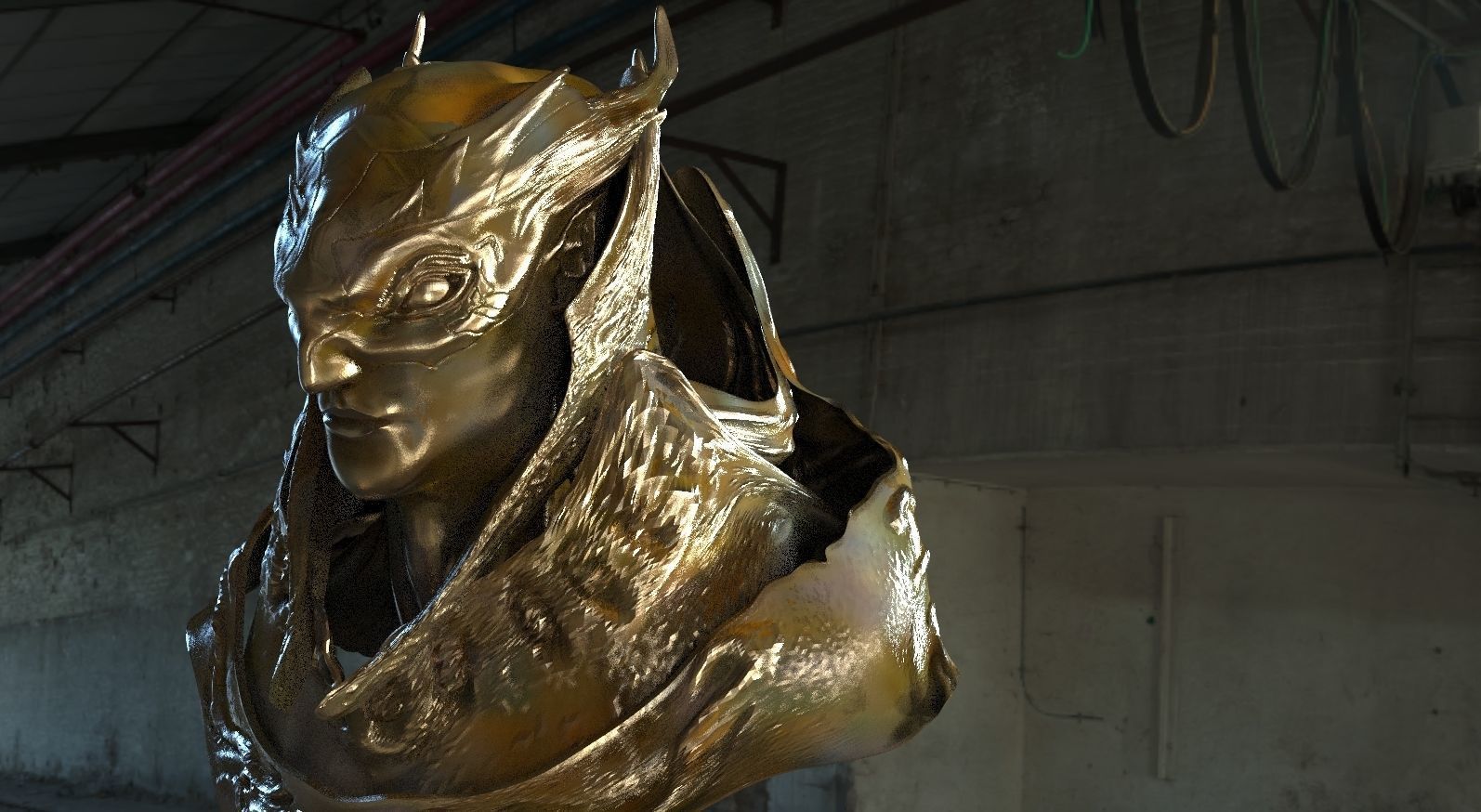 Alien Hybrid Bust 3D model_1