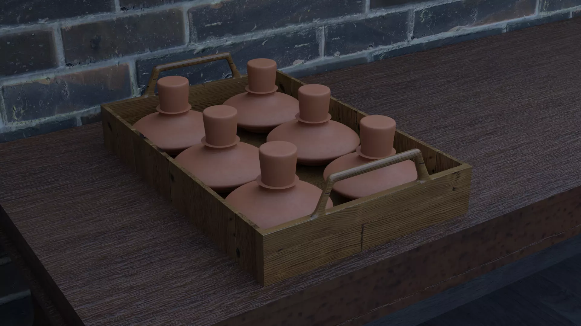 Clay vial tray potion or alchemy asset 3D model_0