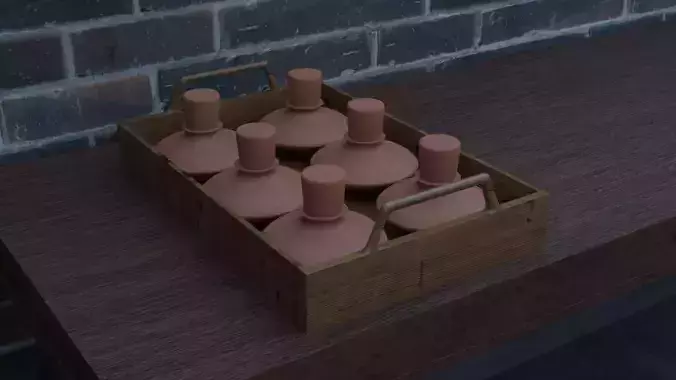 Clay vial tray potion or alchemy asset 3D model