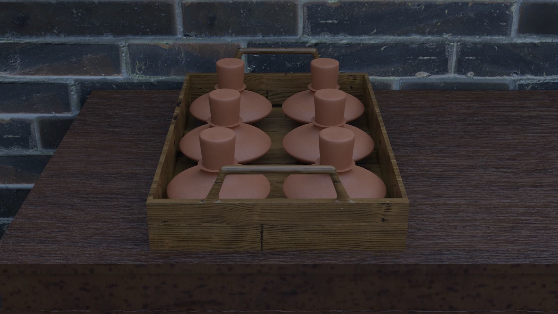 Clay vial tray potion or alchemy asset 3D model_2