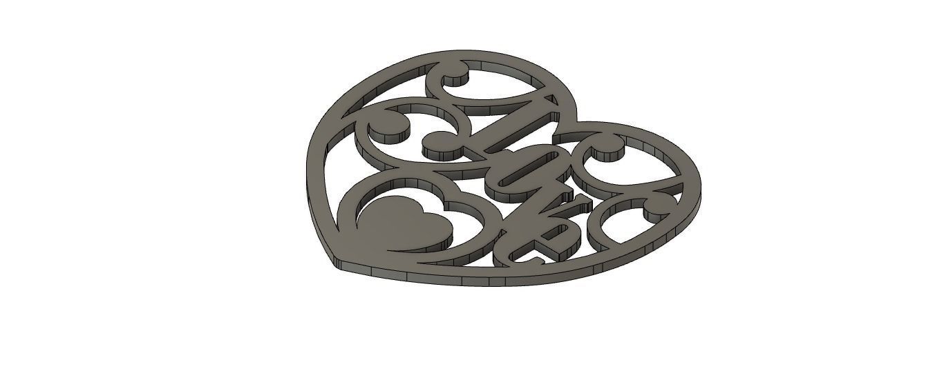 Heart Love 2D wall art 3D print model_2