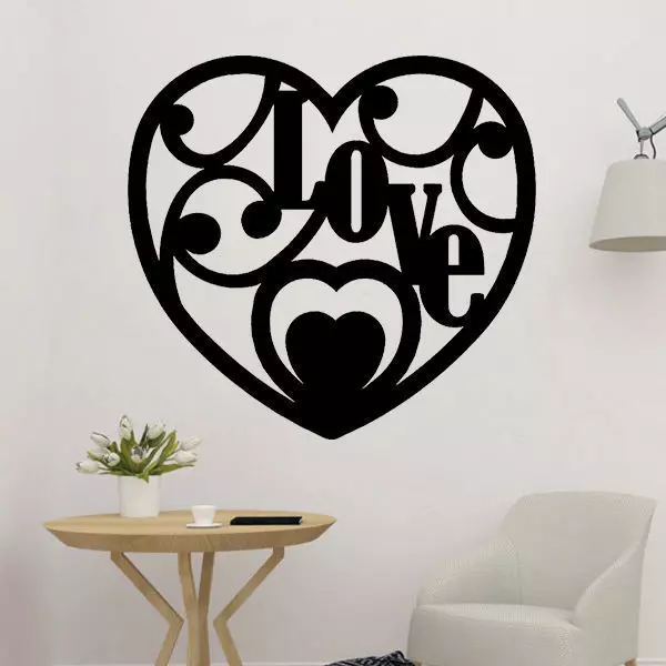 Heart Love 2D wall art 3D print model_0