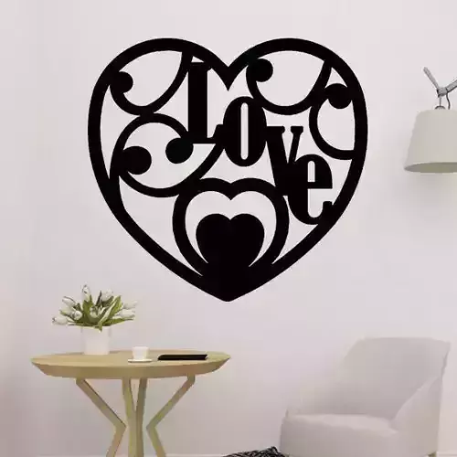 Heart Love 2D wall art 3D print model