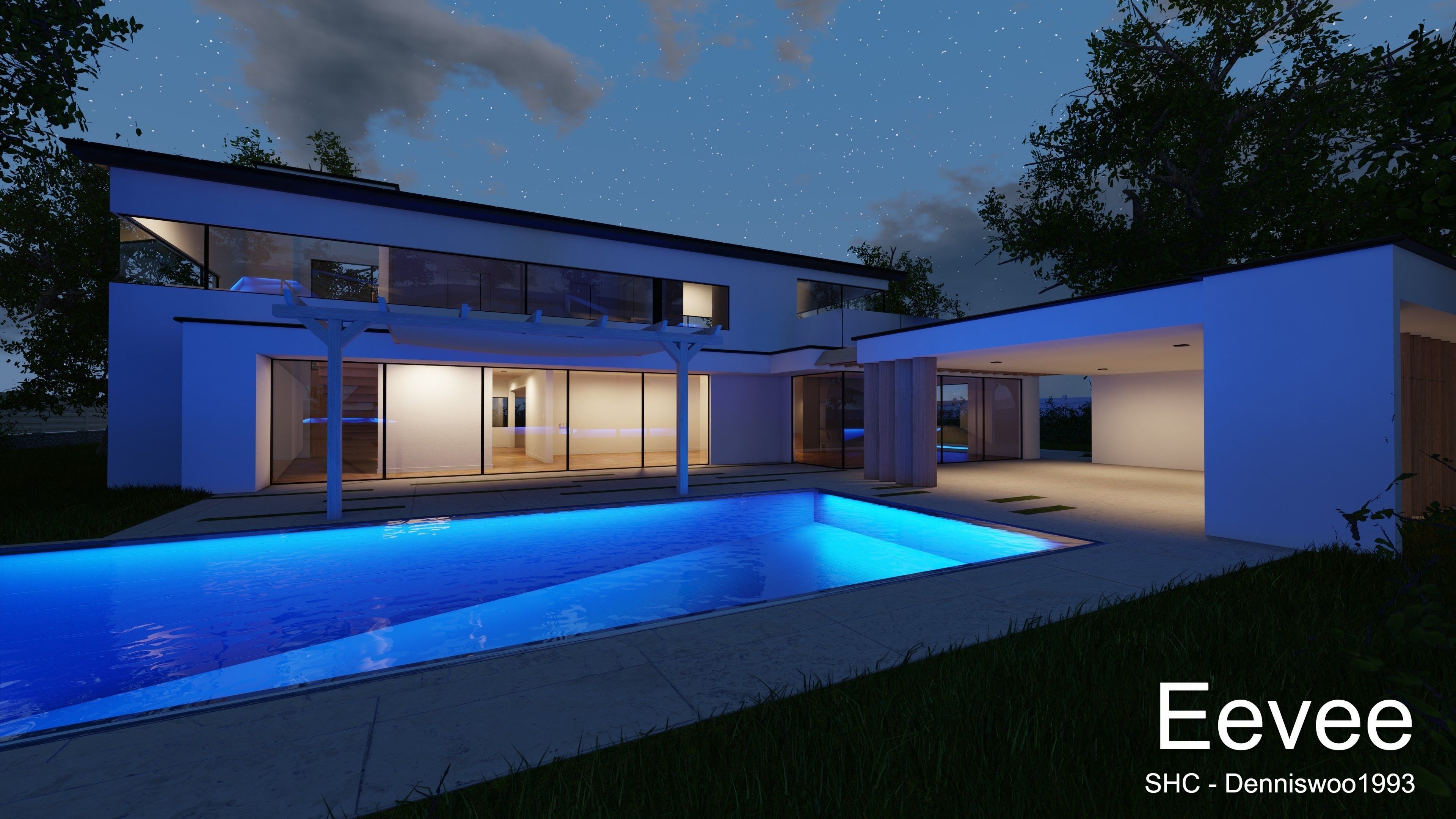 Modern villa 2021 Blender Eevee and Cycles 1 without furniture Low-poly 3D model_19