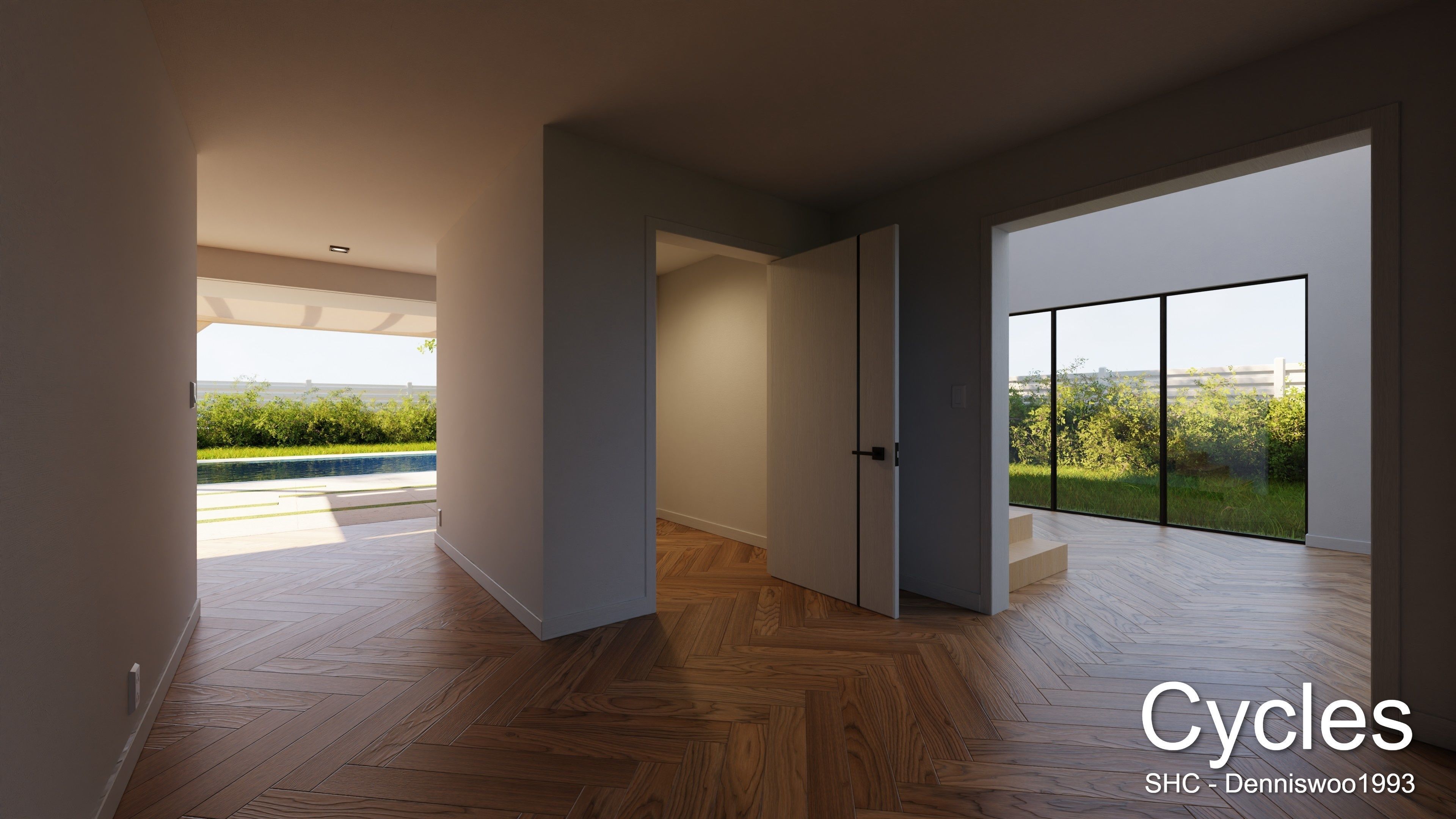 Modern villa 2021 Blender Eevee and Cycles 1 without furniture Low-poly 3D model_9