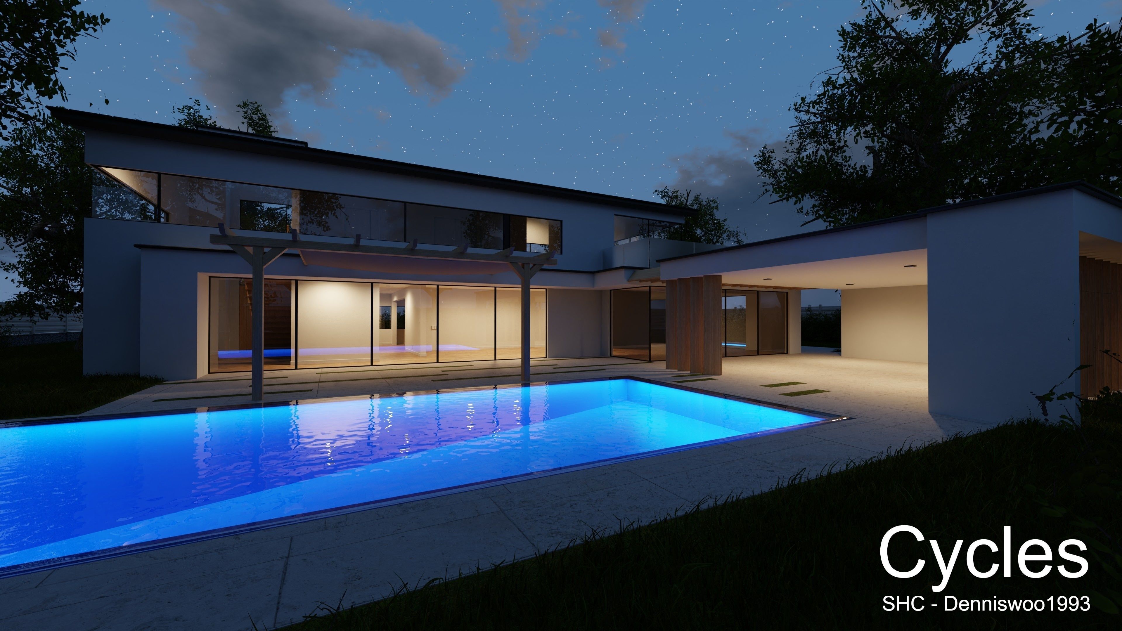 Modern villa 2021 Blender Eevee and Cycles 1 without furniture Low-poly 3D model_3