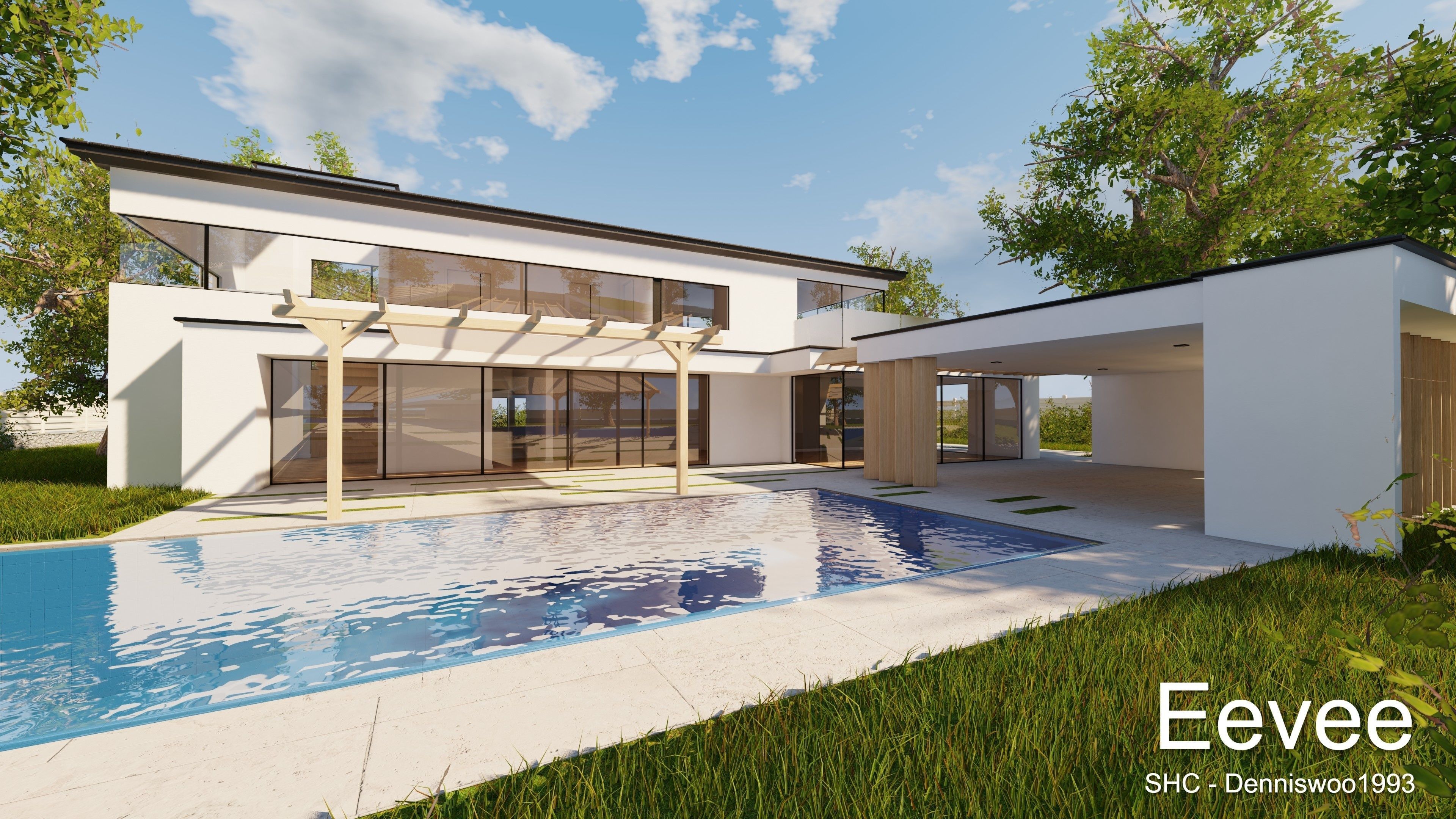 Modern villa 2021 Blender Eevee and Cycles 1 without furniture Low-poly 3D model_14