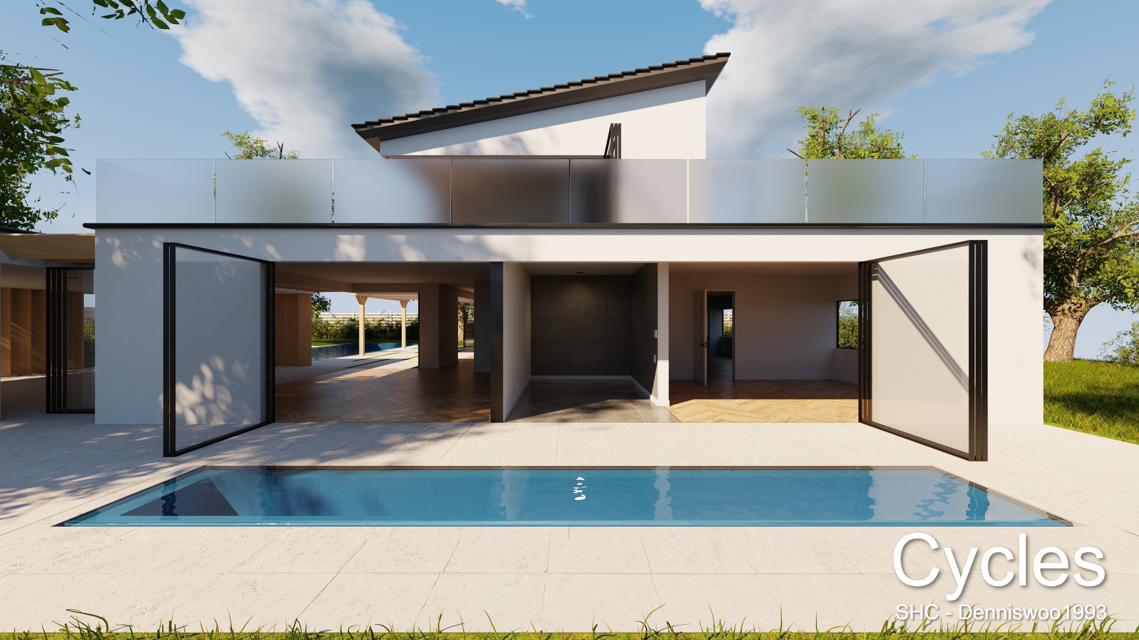 Modern villa 2021 Blender Eevee and Cycles 1 without furniture Low-poly 3D model_4