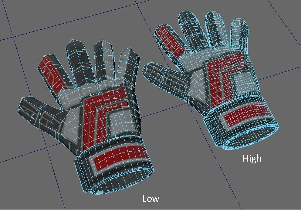 Gloves 3D Soccer Futbol LowPoly HighPoly Low-poly 3D model_3