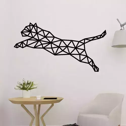 Tiger Jumping Polygonal Wall Art