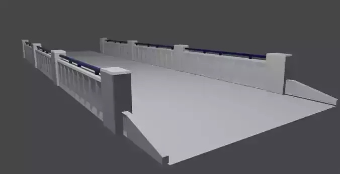 Road 3d bridge with railings