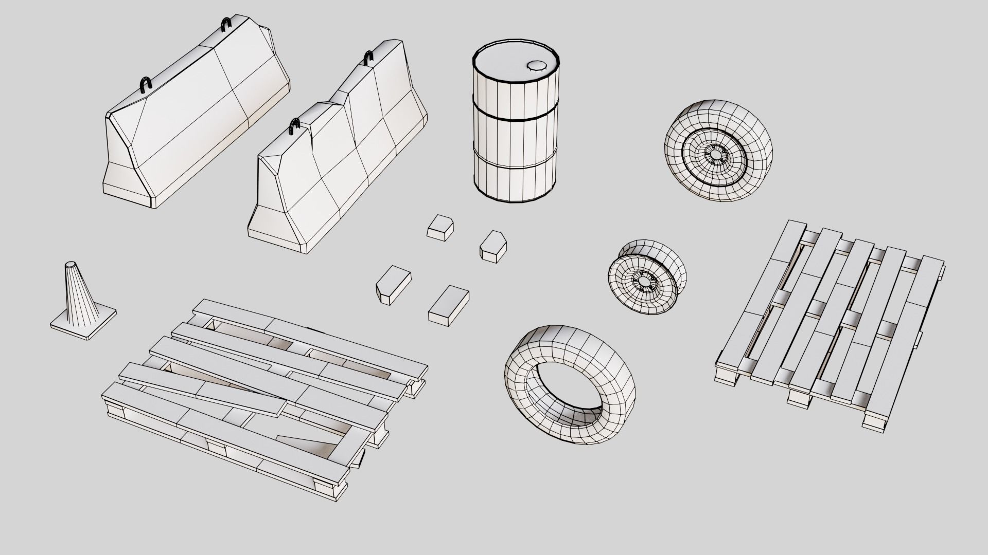 Garbage pack Low-poly 3D model_3