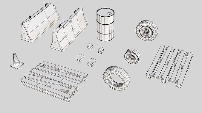 Garbage pack Low-poly 3D model 4
