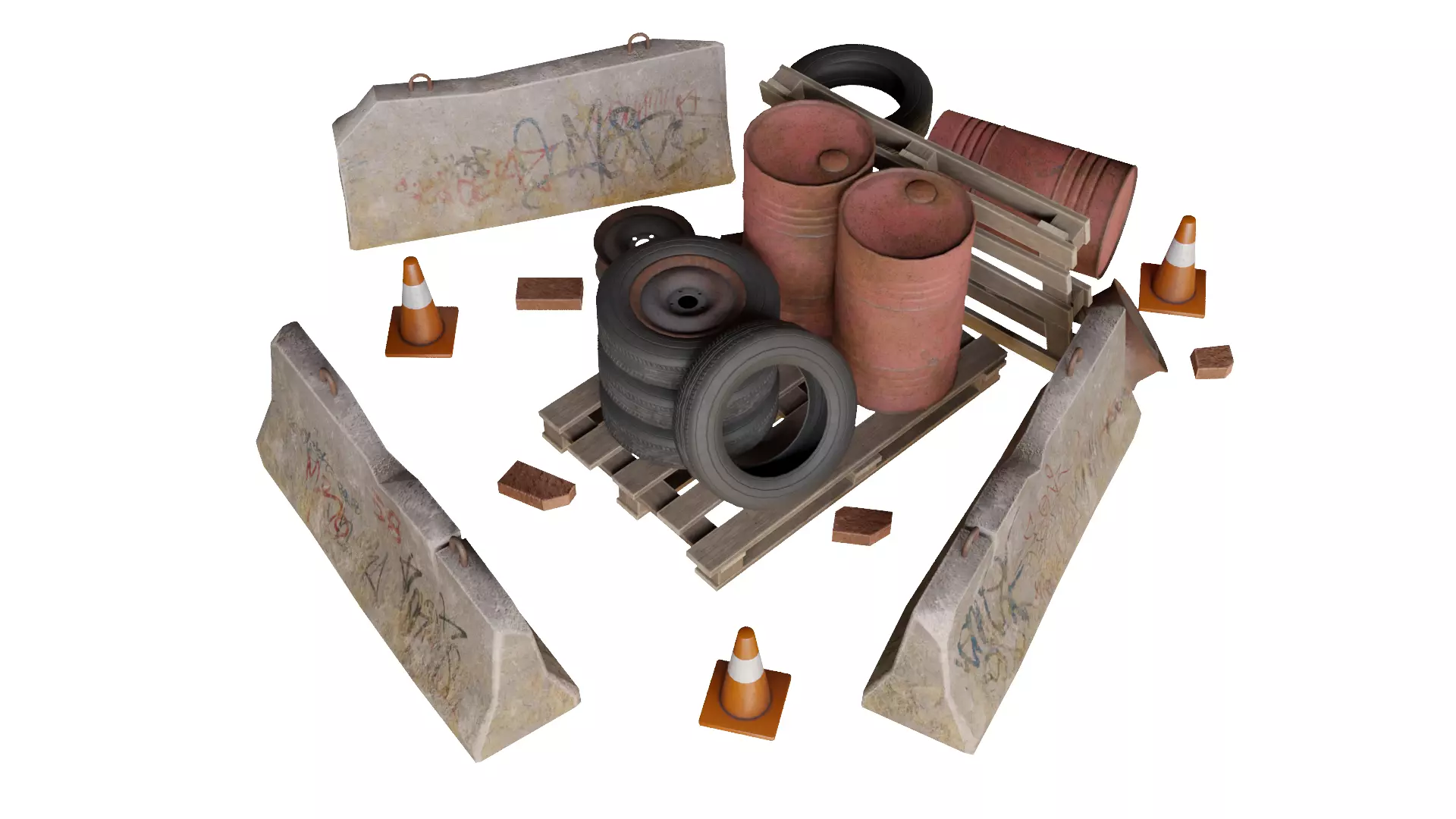 Garbage pack Low-poly 3D model_0