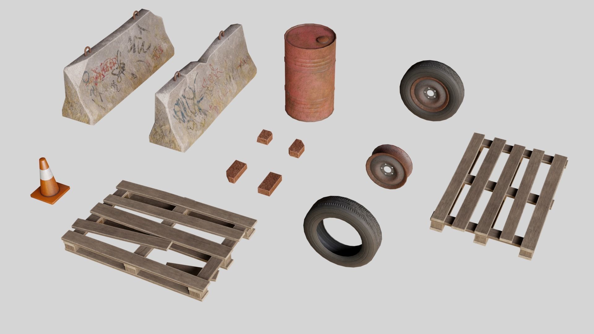 Garbage pack Low-poly 3D model_1