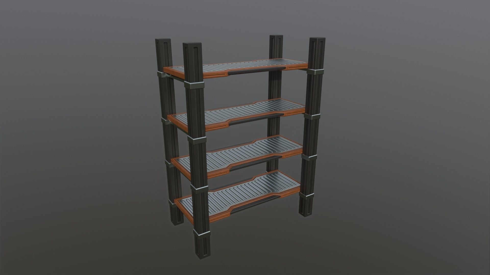 Sci Fi Shelf Low-poly 3D model_2