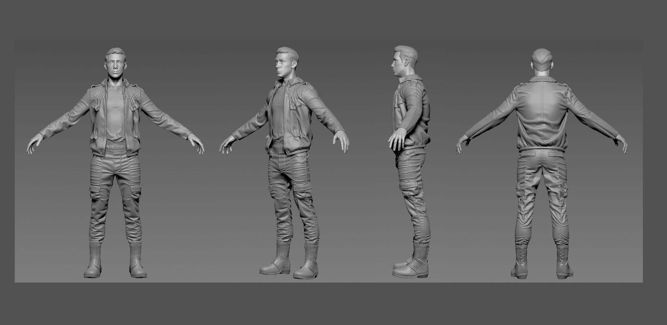 Male Game Ready Model man holding gun Low-poly 3D model_1