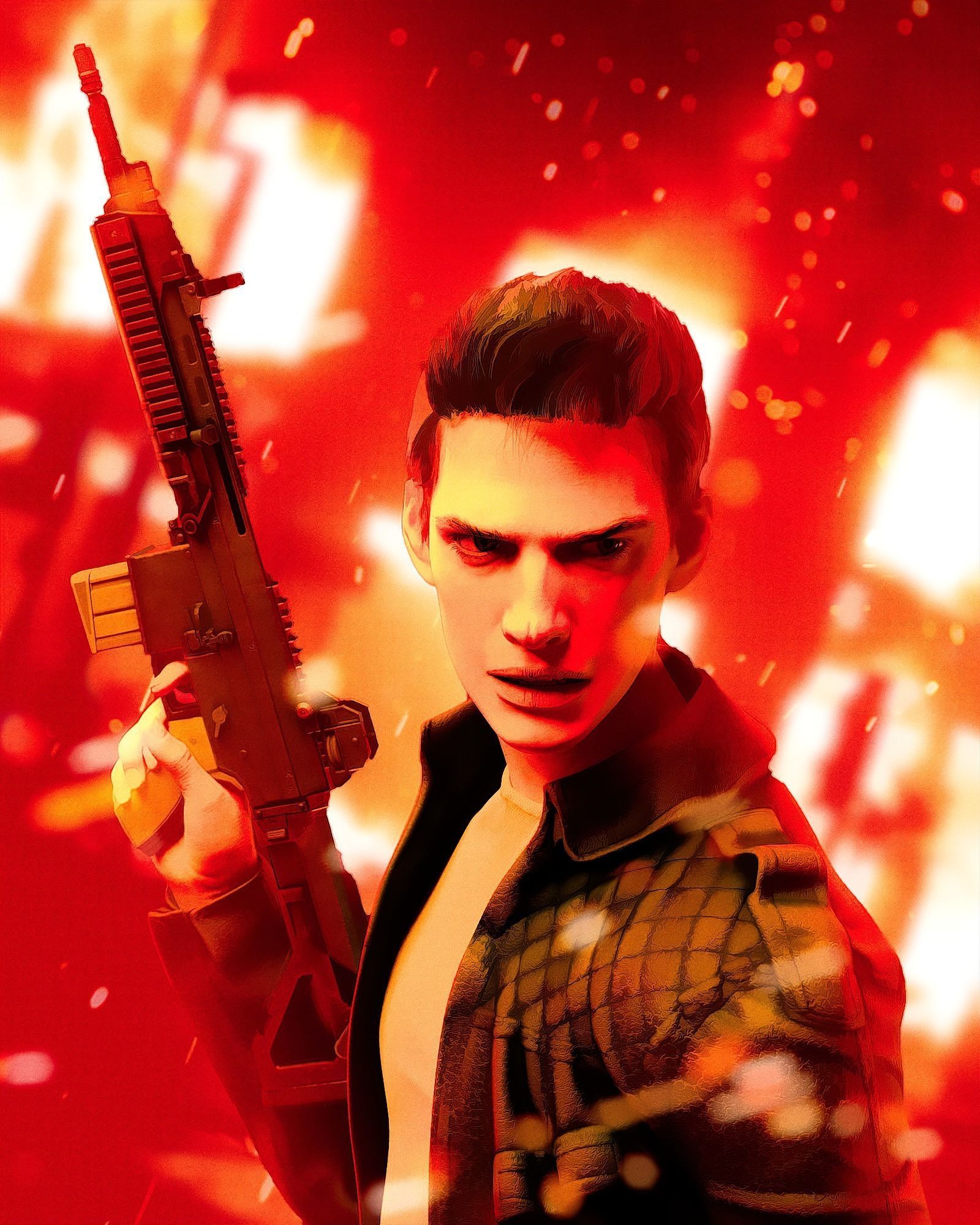 Male Game Ready Model man holding gun Low-poly 3D model_2