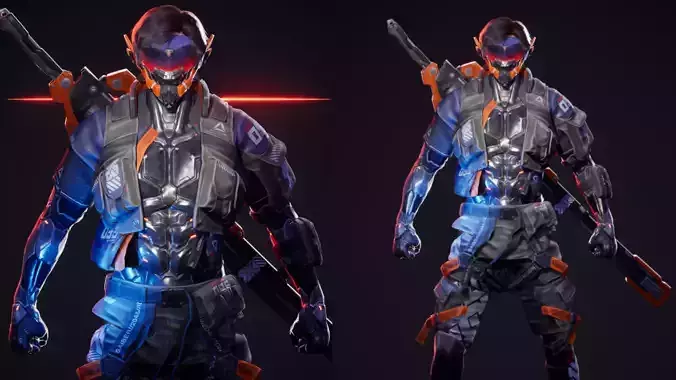 Cyberpunk Street Boy Character Low-poly 3D model