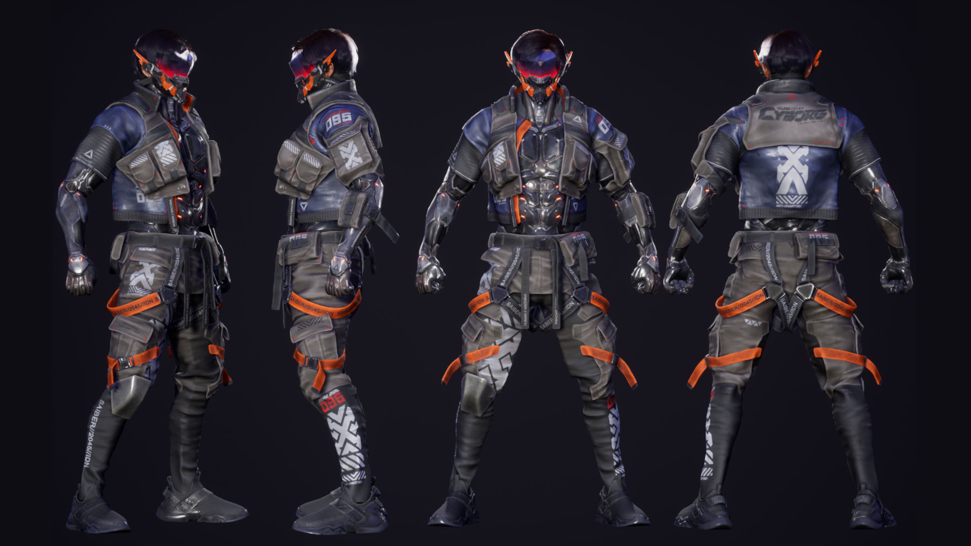 Cyberpunk Street Boy Character Low-poly 3D model_6