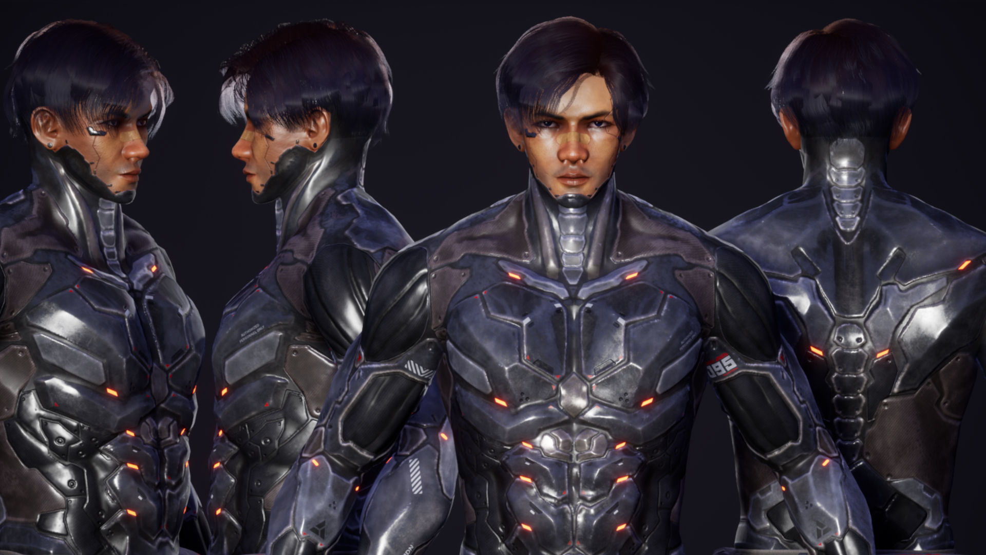 Cyberpunk Street Boy Character Low-poly 3D model_7