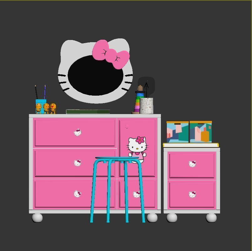 Hello Kitty dressing table 3D model_3