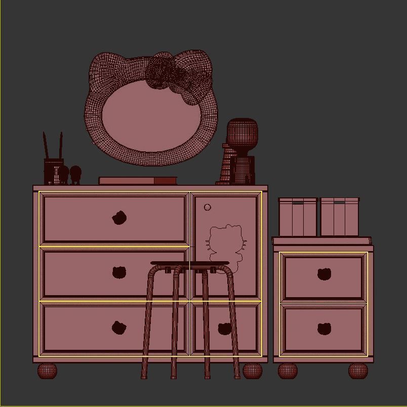 Hello Kitty dressing table 3D model_4