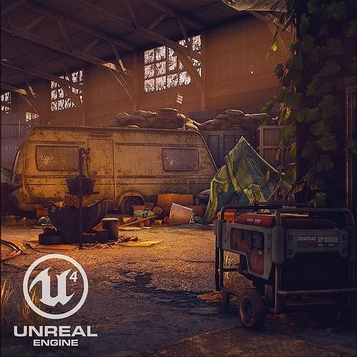 garage unreal engine in warehouse 3D model