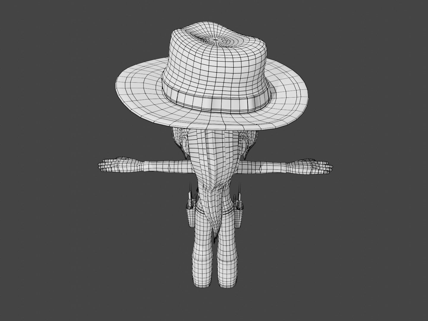 animated western female gunslinger- cowgirl - anime - toon Low-poly 3D model_25