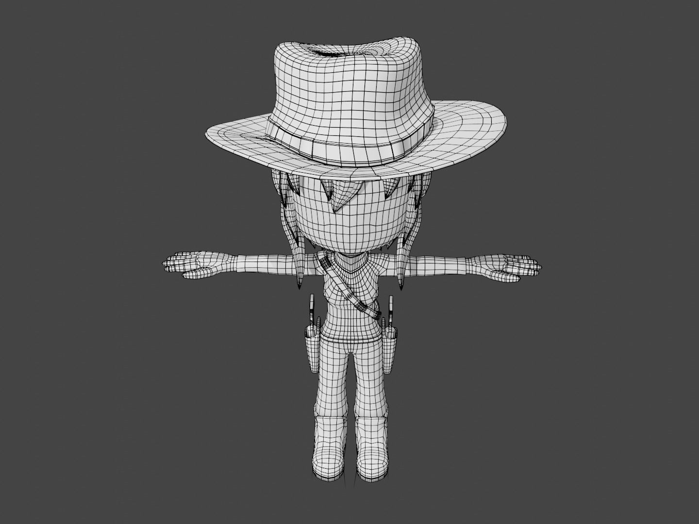 animated western female gunslinger- cowgirl - anime - toon Low-poly 3D model_24